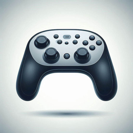 Realistic black gamepad isolated on white background. Vector illustration.のイラスト素材