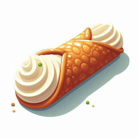 Creamy cake with whipped cream on a white background. Vector illustration.のイラスト素材