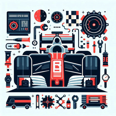 Auto service and repair concept. Vector illustration in flat design style.のイラスト素材