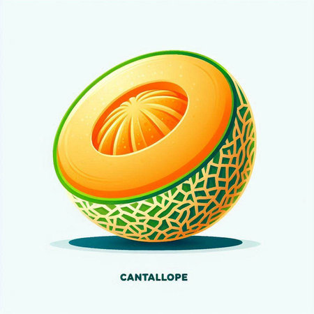 Cantaloupe melon isolated on white background. Vector illustration.のイラスト素材