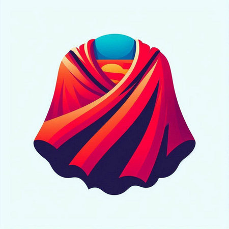 Colorful abstract illustration of a woman in a red shawlのイラスト素材