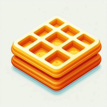 Illustration of a square waffle isolated on a white background.のイラスト素材