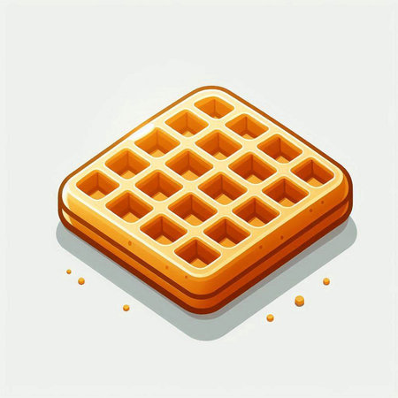 Belgian waffle on a white background. Isometric vector illustration.のイラスト素材