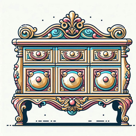 Vintage chest of drawers. Vector illustration in retro style.のイラスト素材