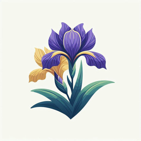 Iris flower. Vector illustration. Isolated on white background.のイラスト素材