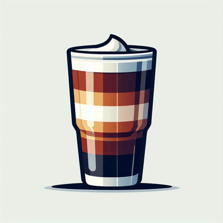 Coffee in a glass cup with cream. Vector illustration.のイラスト素材