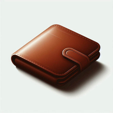 Illustration of a brown leather wallet isolated on a white background.のイラスト素材