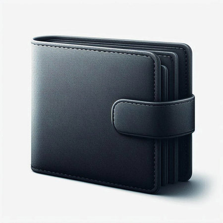 Black leather wallet isolated on white background. 3d render. Business and finance conceptのイラスト素材