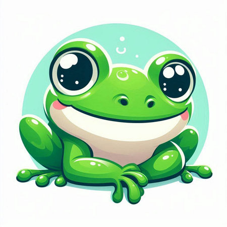 Cute cartoon frog isolated on a white background. Vector illustration.のイラスト素材