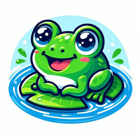 Frog cartoon character. Vector illustration isolated on a white background.のイラスト素材