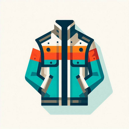 Jacket vector illustration in flat design style. Winter jacket icon.のイラスト素材