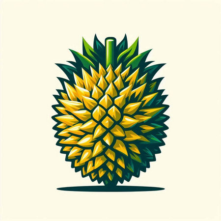 vector illustration of a durian tropical fruit isolated on white background.のイラスト素材