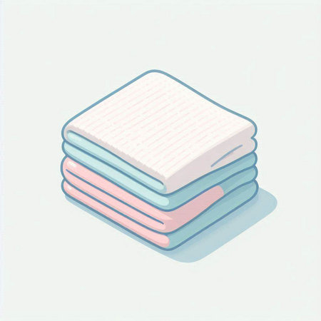Stack of clean towels on a white background. Vector illustration in retro style.のイラスト素材