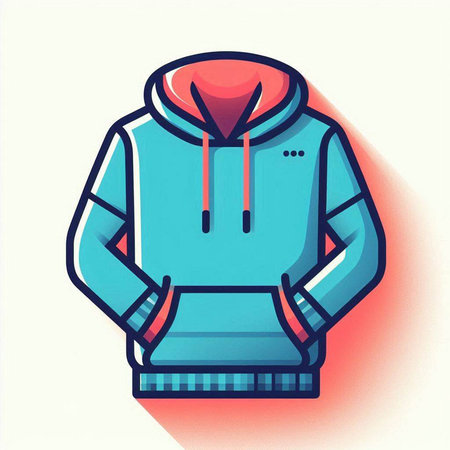 Blue hoodie with a hood on a white background. Vector illustrationのイラスト素材