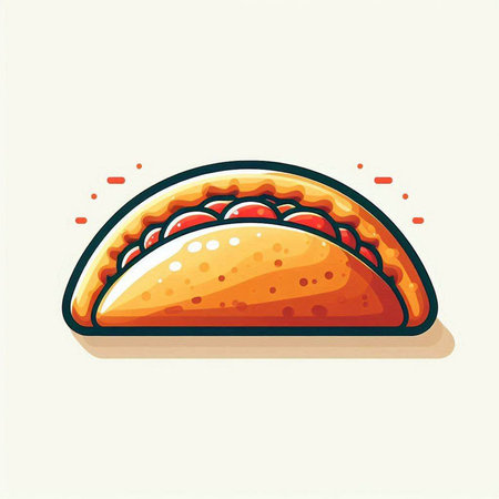 Illustration of a hot dog icon isolated on a white background.のイラスト素材