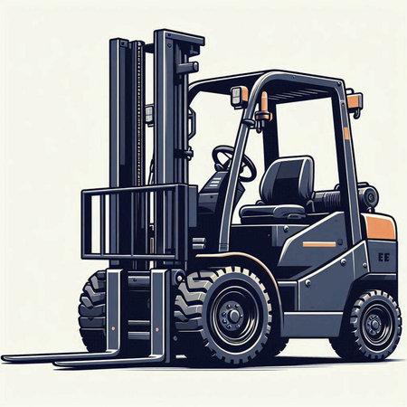Forklift truck. Vector illustration of a forklift truck.のイラスト素材