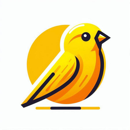 Yellow bird on a white background. Vector illustration in a flat style.のイラスト素材