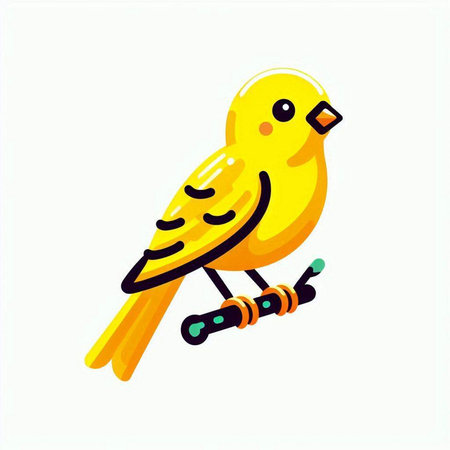 Cute yellow bird on a white background. Vector illustration in cartoon style.のイラスト素材