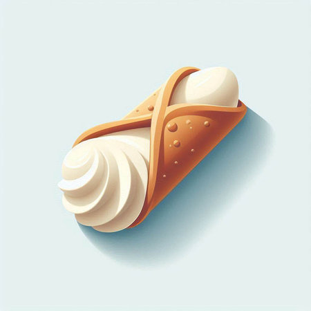 Ice cream in a waffle cone on a blue background. Vector illustration.のイラスト素材