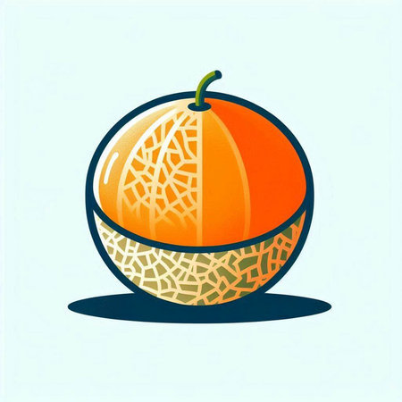 Melon fruit on a blue background, vector illustration, eps10のイラスト素材