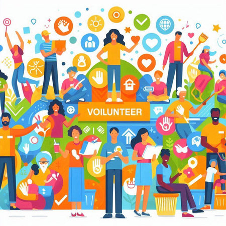 Volunteer concept. Flat illustration of volunteer vector concept for web designのイラスト素材