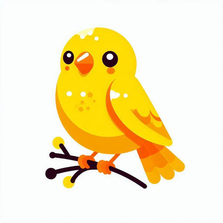 Cute yellow bird on a white background. Vector illustration in cartoon style.のイラスト素材