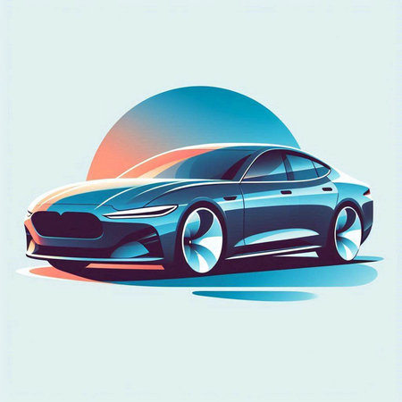 Sport car on the background of the sun. Vector illustration. Eps 10のイラスト素材