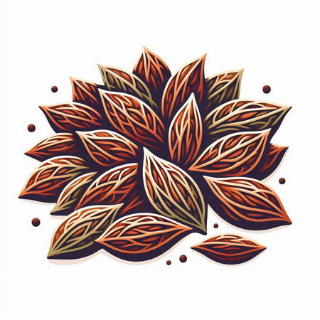 Illustration of a colorful autumn leaf isolated on a white background.のイラスト素材