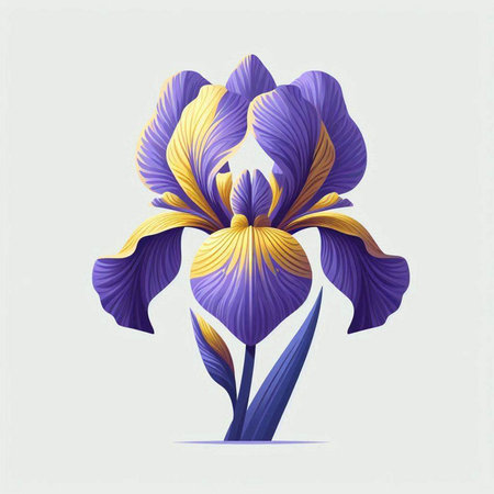 Purple iris flower on a white background. Vector illustration.のイラスト素材