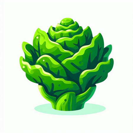 Cabbage. Vector illustration. Isolated on white background. Cartoon style.のイラスト素材