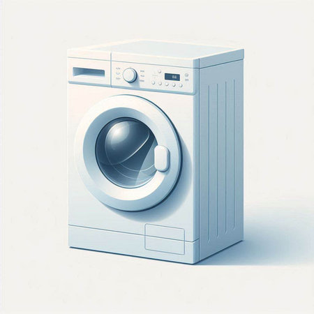 Washing machine on a white background. 3d render illustration.のイラスト素材