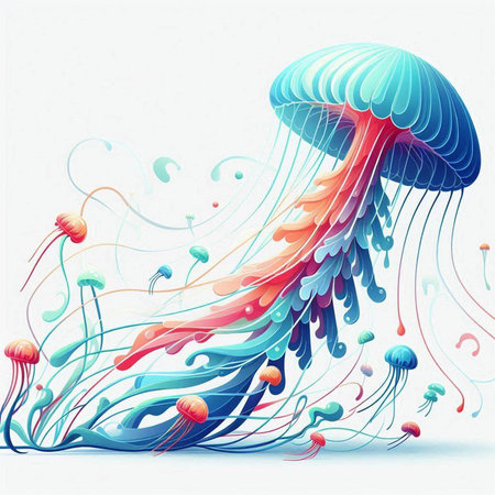 abstract colorful jellyfish on a white background, vector illustration.のイラスト素材