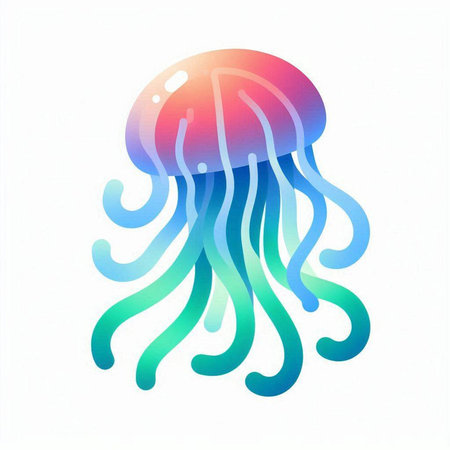 Colorful jellyfish isolated on a white background. Vector illustration.のイラスト素材