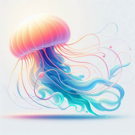 Colorful jellyfish on abstract background. Vector illustration for your designのイラスト素材
