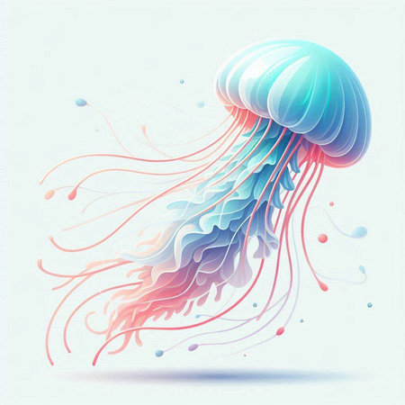 Colorful jellyfish on a white background. Vector illustration for your designのイラスト素材