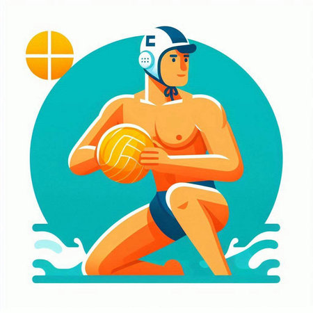 Volleyball player with ball. Vector illustration in flat style.のイラスト素材