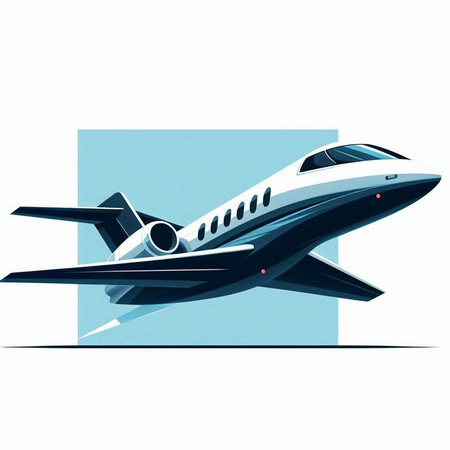 Vector illustration of a jet plane on a white background. Side view.のイラスト素材