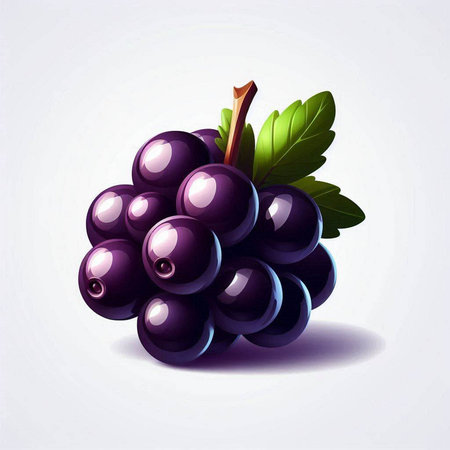 Grapes with leaves on a white background. Vector illustration.のイラスト素材