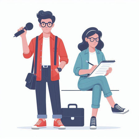 Journalist, journalist, journalist. Vector illustration in a flat styleのイラスト素材