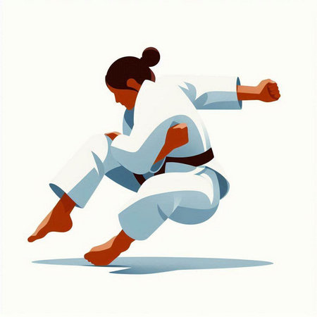 Illustration of a karate girl isolated on a white background.のイラスト素材