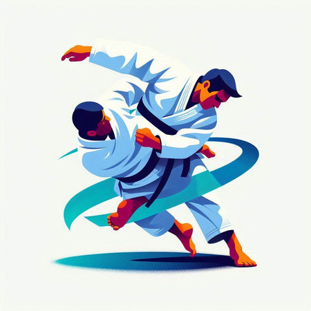 Martial arts. Karate fighter in motion. Vector illustration.のイラスト素材