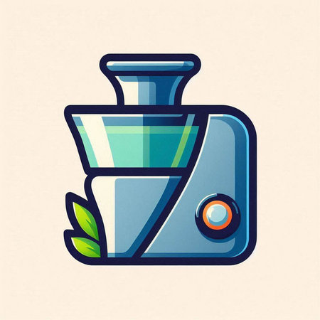 Illustration of a juicer with a green leaf in the middleのイラスト素材