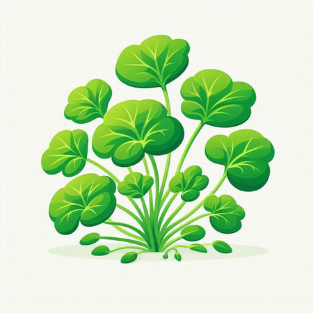 Illustration of a bunch of green leaves isolated on a white backgroundのイラスト素材