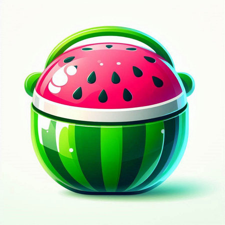 Vector illustration of colorful watermelon in a pot on a white backgroundのイラスト素材