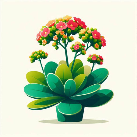 Flowerpot with a lot of different flowers, vector illustration.のイラスト素材