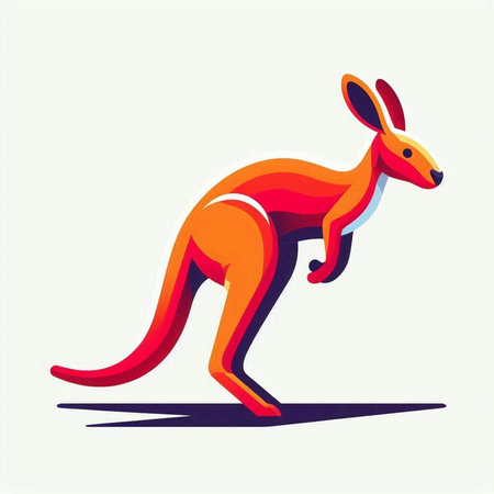 Kangaroo. Vector illustration of a red kangaroo.のイラスト素材