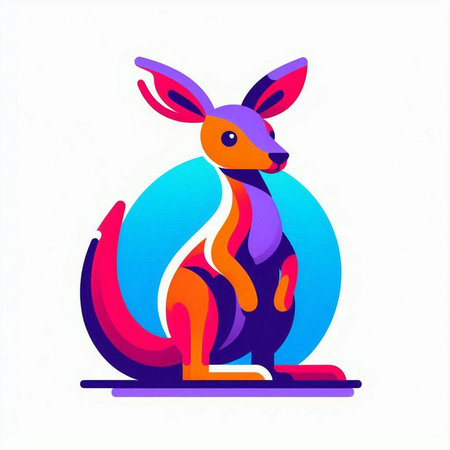 Kangaroo. Animal icon. Vector illustration in flat style.のイラスト素材