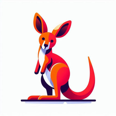 Kangaroo on white background, vector illustration. Flat design.のイラスト素材
