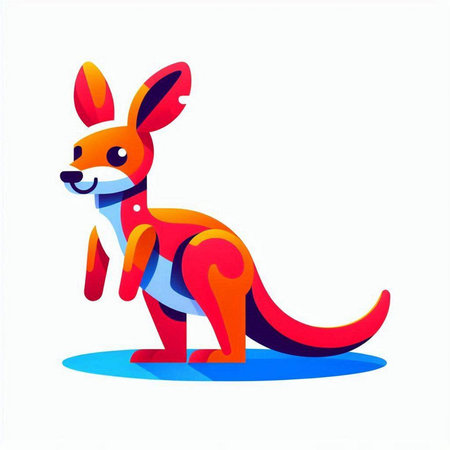 Kangaroo isolated on white background. Cartoon kangaroo vector illustration.のイラスト素材