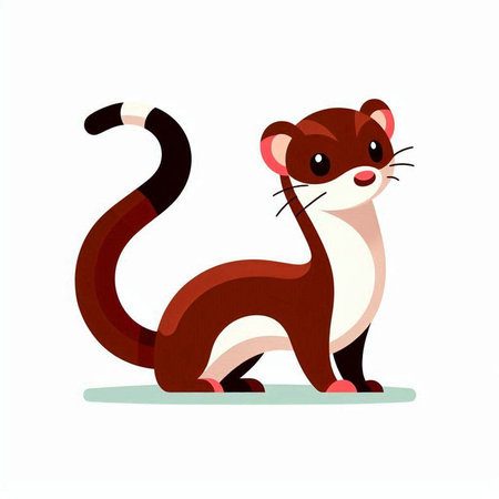 Cartoon ferret isolated on a white background. Vector illustration.のイラスト素材